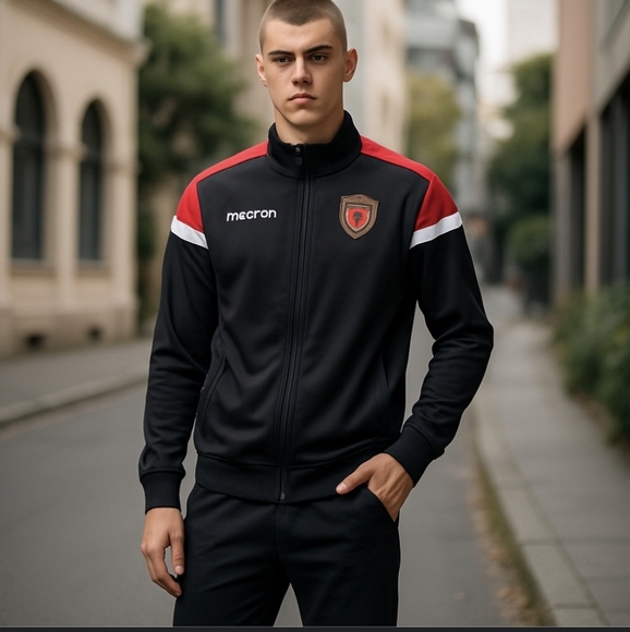 MACRON Red/ Black Phoenix Rising Soccer Club Zip Up Knit Jacket Sz XL - Picture 11 of 12